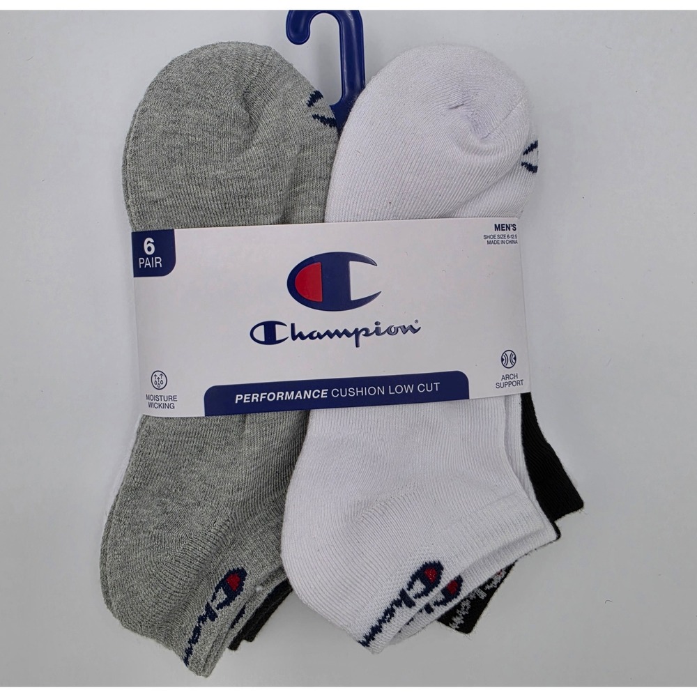 Champion Mens Performance Cushion Low Cut Socks 6 Pk Multi CPM251LC02003 6-12.5